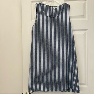 Max Studio Denim Blue Striped Sleeveless Dress